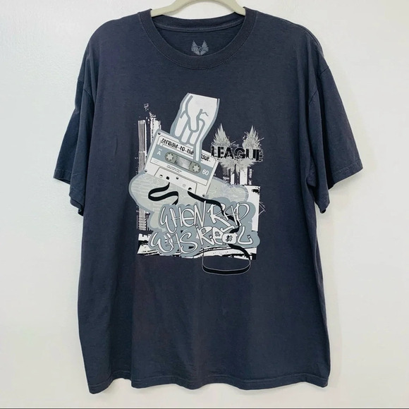 Straight to The League  Graphic T Shirt  XL Gray Urban Rap Skater Boom Box Retro - Picture 1 of 9